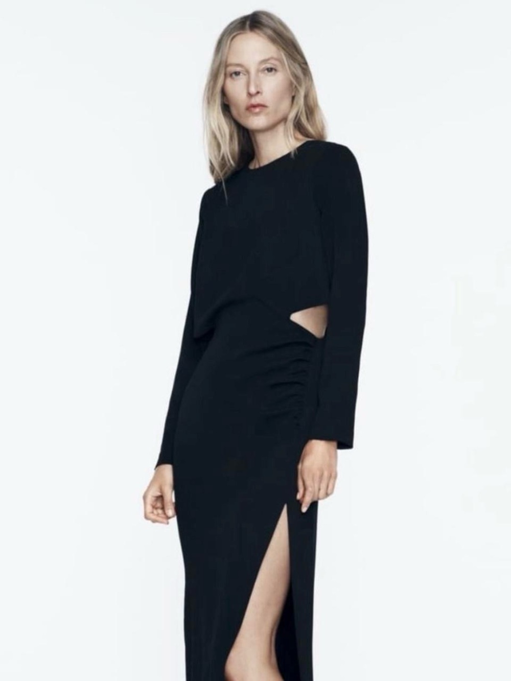 Zara Black Cut Out Crepe Dress Size M